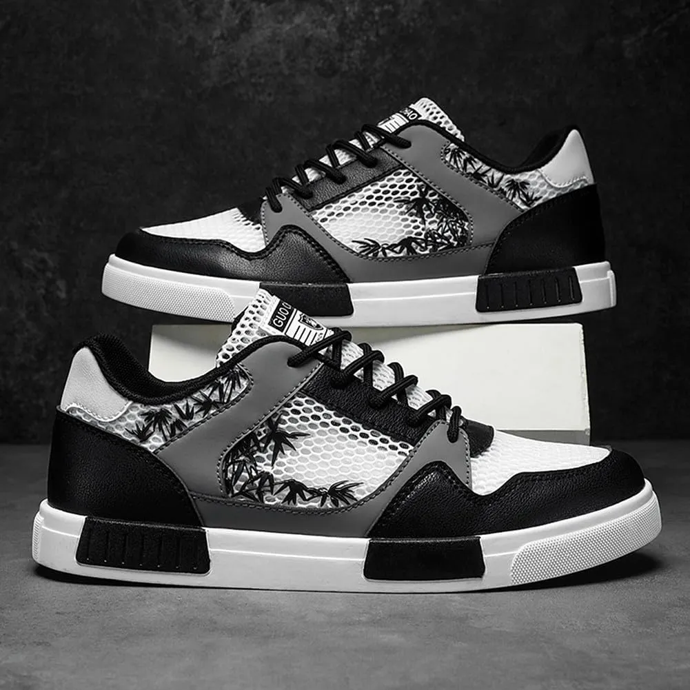 YAXE Men's Mesh Breathable Lightweight Low Top Comfortable Casual Skateboarding Sneakers