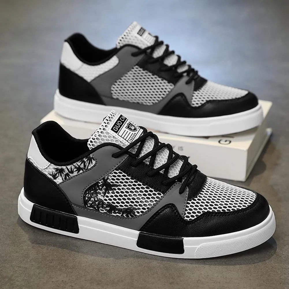 YAXE Men's Mesh Breathable Lightweight Low Top Comfortable Casual Skateboarding Sneakers