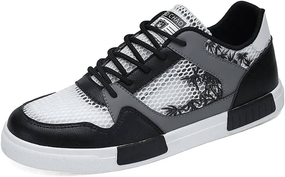 YAXE Men's Mesh Breathable Lightweight Low Top Comfortable Casual Skateboarding Sneakers