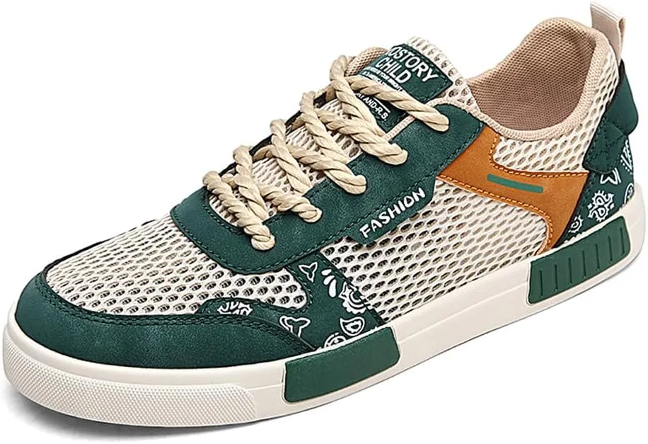 YAXE Men's Mesh Breathable Lightweight Low Top Comfortable Casual Skateboarding Sneakers
